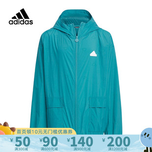 男连帽轻薄透气防晒衣外套IT4033 Adidas阿迪达斯儿童装 24夏新款