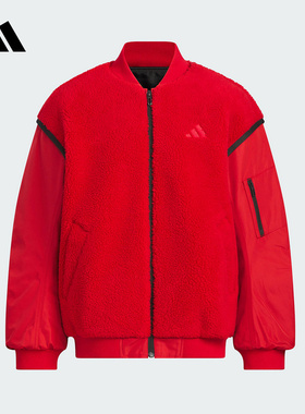 Adidas阿迪达斯新年男大童休闲时尚运动假两件夹克轻薄棉服JN4373