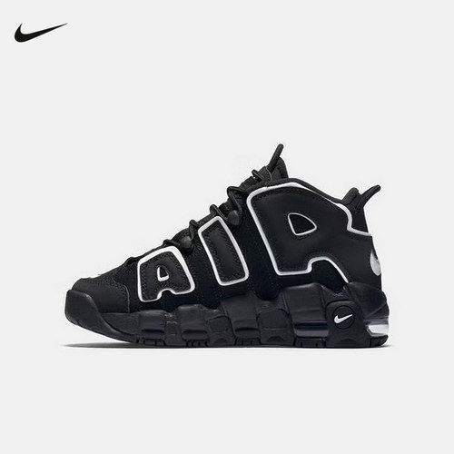 Nike耐克女鞋大AIR More Uptempo黑白色中帮复古篮球鞋415082-002