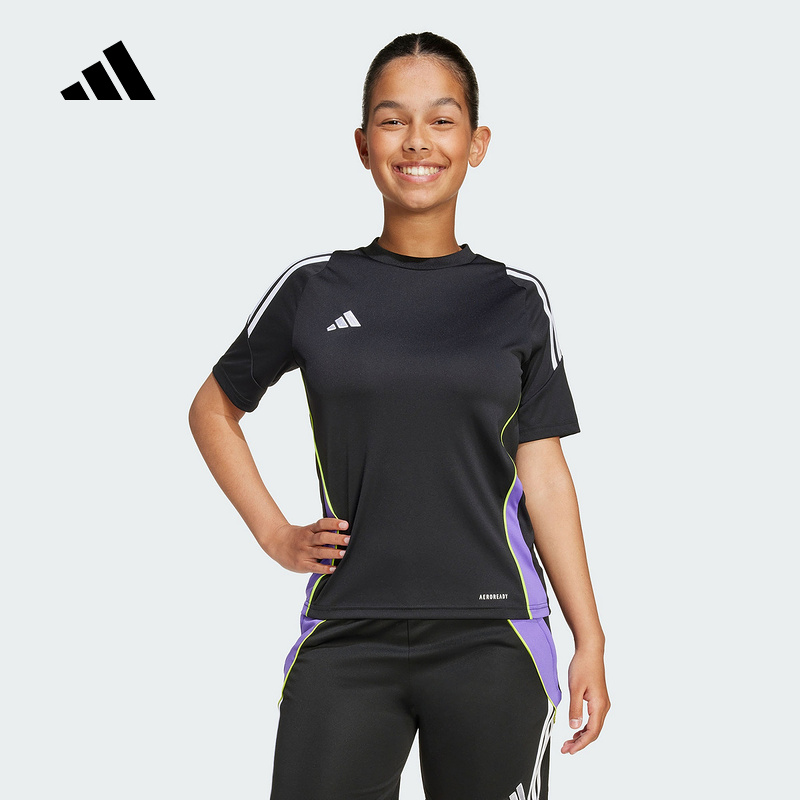 adidas阿迪达斯男大童足球短袖球衣2025秋TIRO24速干T恤JW4368