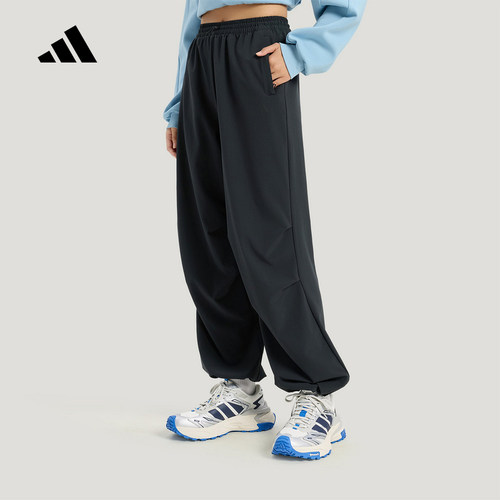 adidas阿迪达斯宽松直筒运动裤2026春女伞兵工装风梭织长裤KS2851