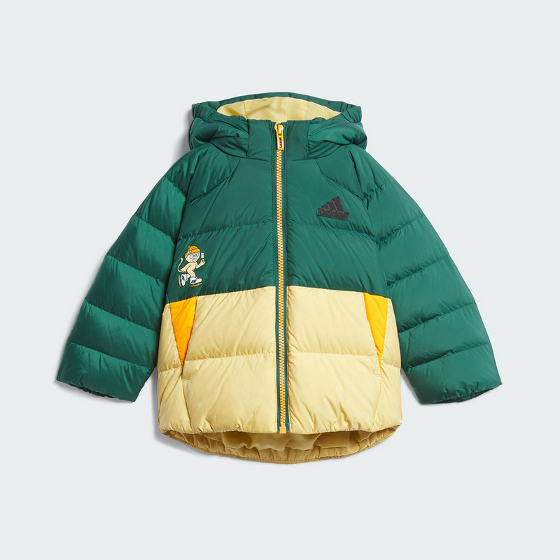 阿迪达斯童装冬保暖羽绒服运动休闲连帽外套男婴童夹克JJ5012