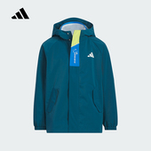 adidas阿迪达斯拒水梭织运动休闲连帽外套男大童梭织夹克 KC0212