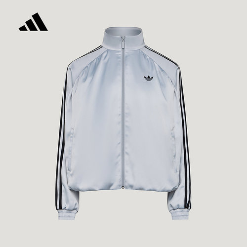 adidas阿迪达斯三叶草缎面百褶夹克TRACK TOP秋女梭织外套 LF2315