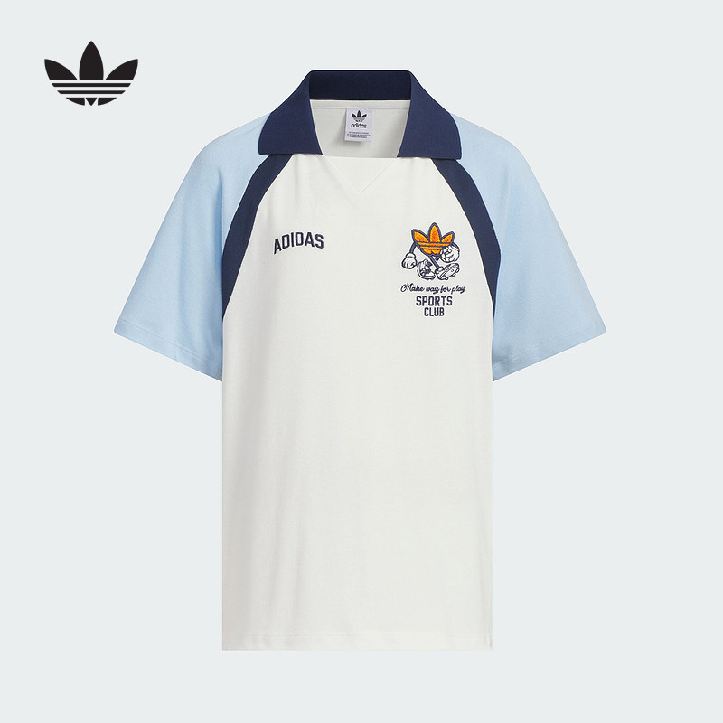 adidas阿迪达斯三叶草短袖T恤2025夏男大童卡通翻领POLO衫JV5294,童装/婴儿装/亲子装,T恤,淘宝优惠券,粉丝福利购,淘宝优惠卷