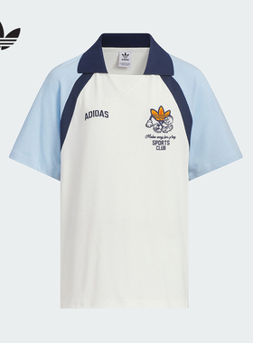 adidas阿迪达斯三叶草短袖T恤2025夏男大童卡通翻领POLO衫JV5294