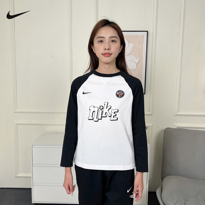 NIKE耐克大童宽松卫衣冬季男童休闲印花长袖运动套头衫IO0098-100