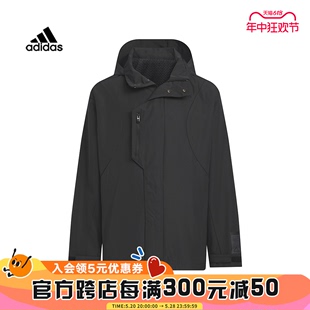 男大童防风夹克运动休闲连帽外套IQ1263 Adidas阿迪达斯2023秋新款