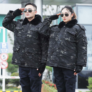 作服装 外套保安防寒军棉大衣加厚工装 劳保棉袄女 冬季 迷彩棉服男士