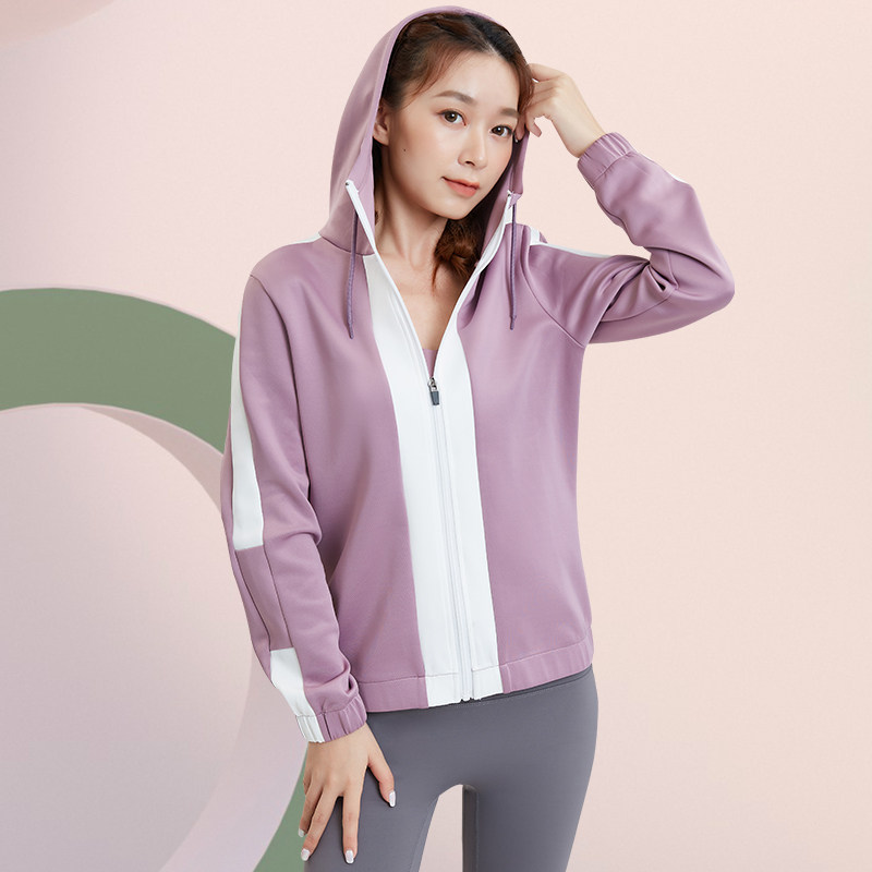 健身服女宽松休闲连帽运动外套晨跑步训练拉链开衫专业瑜伽服上衣