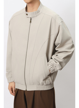 FFM-studio日系复古水洗分割立领夹克飞行服男女宽松宽松工装外套