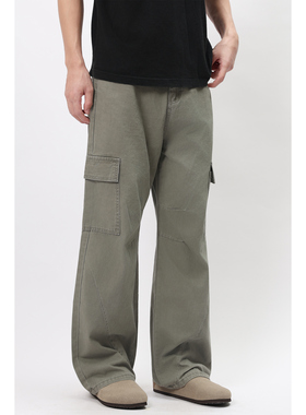 FFM-studio美式复古水洗直筒牛仔裤男女同款休闲潮流痞帅宽松长裤