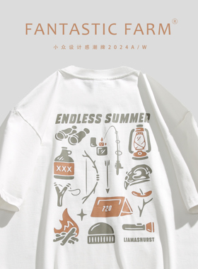 FFM-studio 日系新款夏季短袖T恤潮纯棉圆领山系户外休闲