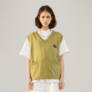 VIBE 三色 21SS 纯色基础百搭针织V领毛衣马甲背心 新品 MOKACME