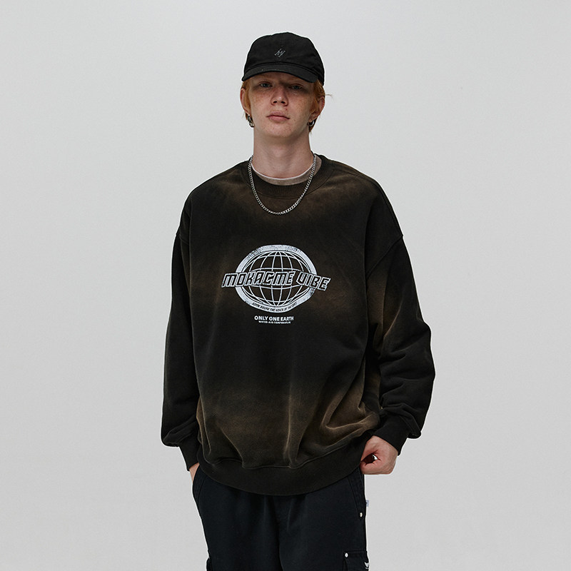 MOKACME喷色做旧复古街头卫衣