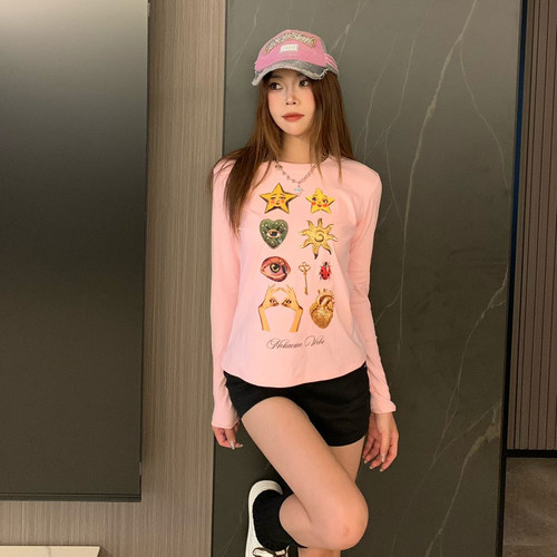 MOKACME 秋季新款女装修身弹力正肩舒适修身轻辣妹莫代尔打底长袖
