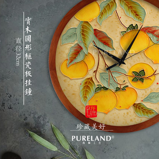 青兰工舍原创手绘瓷板钟摆件