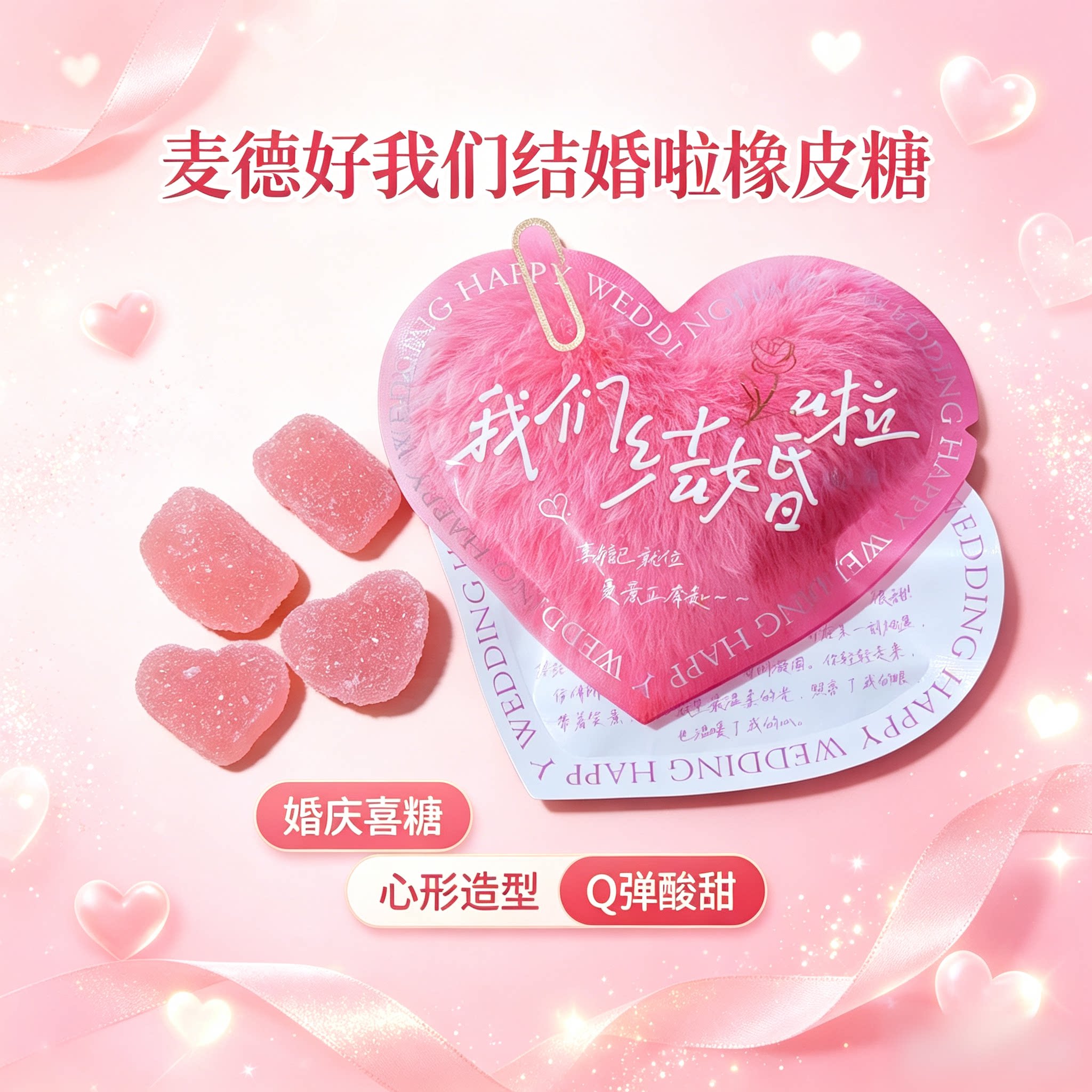 麦德好我们结婚啦橡皮糖果汁软糖散装结婚庆喜糖果年货休闲小零食