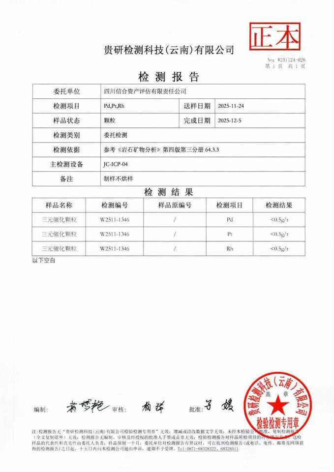 4月7日成都市三元催化废气管2080公斤、三元催化粉末965公斤、无法使用设备按报废处理一批，预估重量2200公斤网络拍卖公告