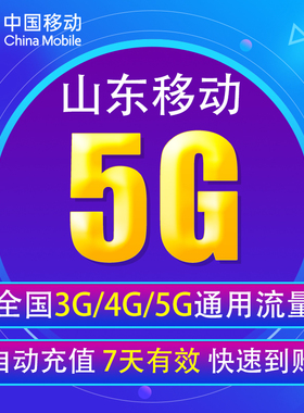 山东移动流量充值5G 全国3/4/5G通用手机上网流量包 7天有效YD