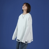 XZ216-WY57-P482024春款破洞卫衣叠穿外穿前后破洞破烂卫衣浅灰，男装卫衣，星座716-5（原216-1）
