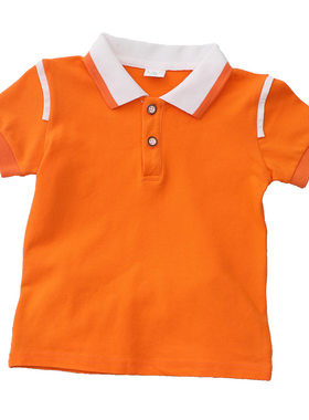 男女童夏季橘色短袖polo衫校服套装六一幼儿园英伦演出校服Tt恤衫