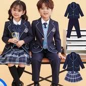 幼儿园演出服儿童藏蓝色 衬衫 男女童英伦西装 校服学院包边西服西裤