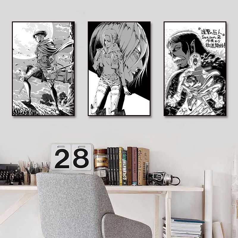 进击的巨人挂画动漫周边相框壁画利威尔二次元海报画框艾伦装饰画