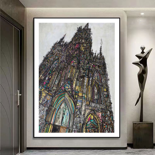 CJ Zhang圣殿油画张长江挂画极繁主义涂鸦艺术画廊画展玄关装饰画