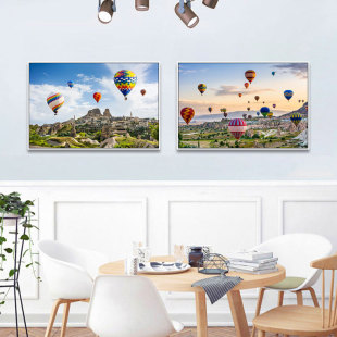 北欧风热气球装饰画治愈系客厅卧室床头儿童房风景壁画氢气球挂画
