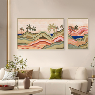 热带雨林风格挂画椰子树森林风景波西米亚民宿卧室客厅餐厅装饰画