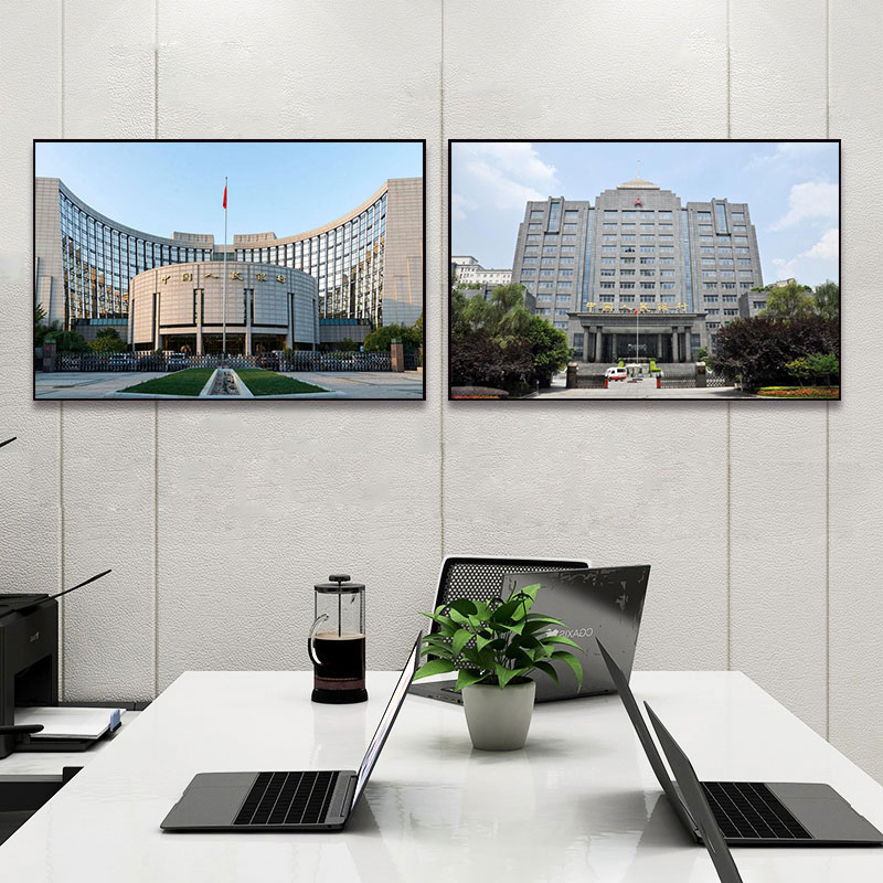 中国人民银行挂画北京天安门照片外立面图片人民会堂建筑物装饰画