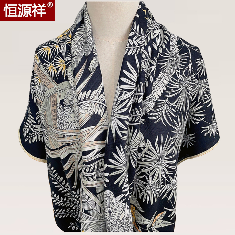恒源祥真丝羊绒丝巾画家的花园女