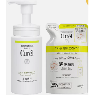 日本 Curel/珂润泡沫洗面奶温和洁面慕斯150ml 蓝色/绿色