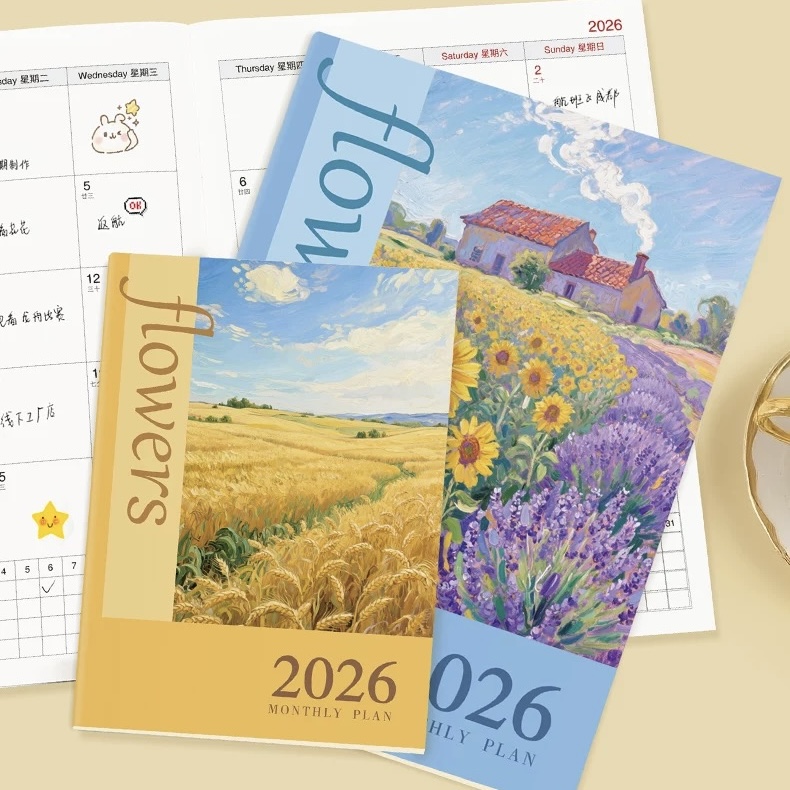 文艺小清新油画田野浪漫小秘书本