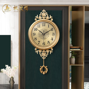 2022新款 黄铜时钟石英钟装 钟表挂钟客厅家用时尚 欧式 饰挂墙挂表