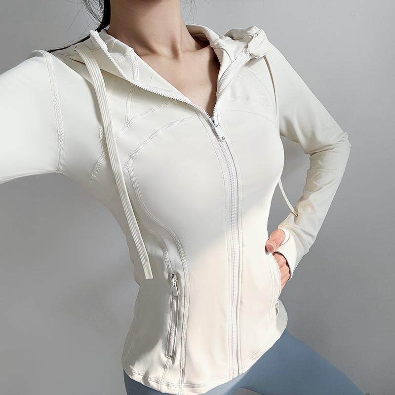 连帽套指长袖弹力瑜伽健身外套女