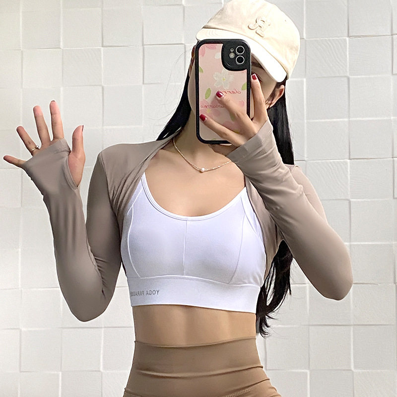 上锈瑜伽普拉提外穿披肩小坎肩女