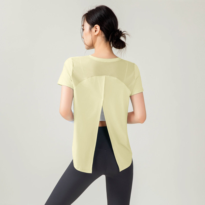 猫家 瑜伽短袖宽松网纱拼接后摆开叉速干跑步t恤健身运动上衣女装,运动/瑜伽/健身/球迷用品,瑜伽t恤,淘宝优惠券,粉丝福利购,淘宝优惠卷