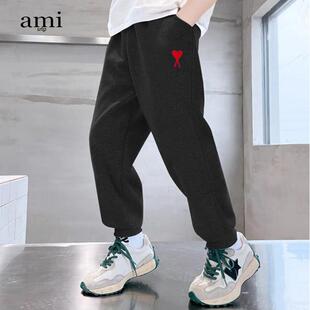 官方Ami srtp儿童运动卫裤春秋季新款男女童休闲长裤束脚宽松裤子