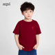 官方Ami 宽松酒红色体恤上衣 新款 srtp儿童纯棉短袖 t恤2026年夏季
