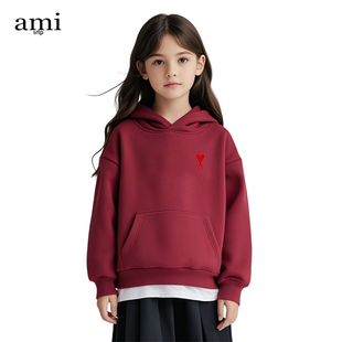 官方Ami srtp新年系列儿童连帽卫衣男女童秋冬长袖2026年新款上衣