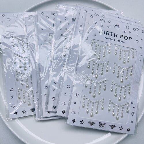 J28约3.2厘米仿珍珠脸贴12张diy手工材料配件满30包邮