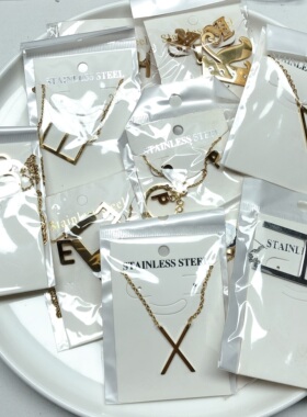 C29钛钢字母项链混发约10条diy手工材料配件满30包邮