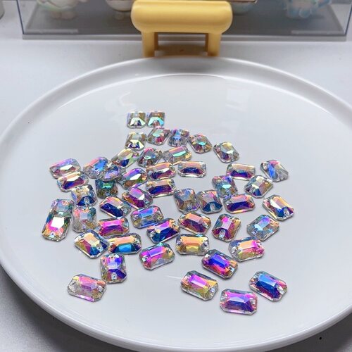 J21约1.3X1.8厘米幻彩玻璃平底手缝钻约50个材料配件满30包邮