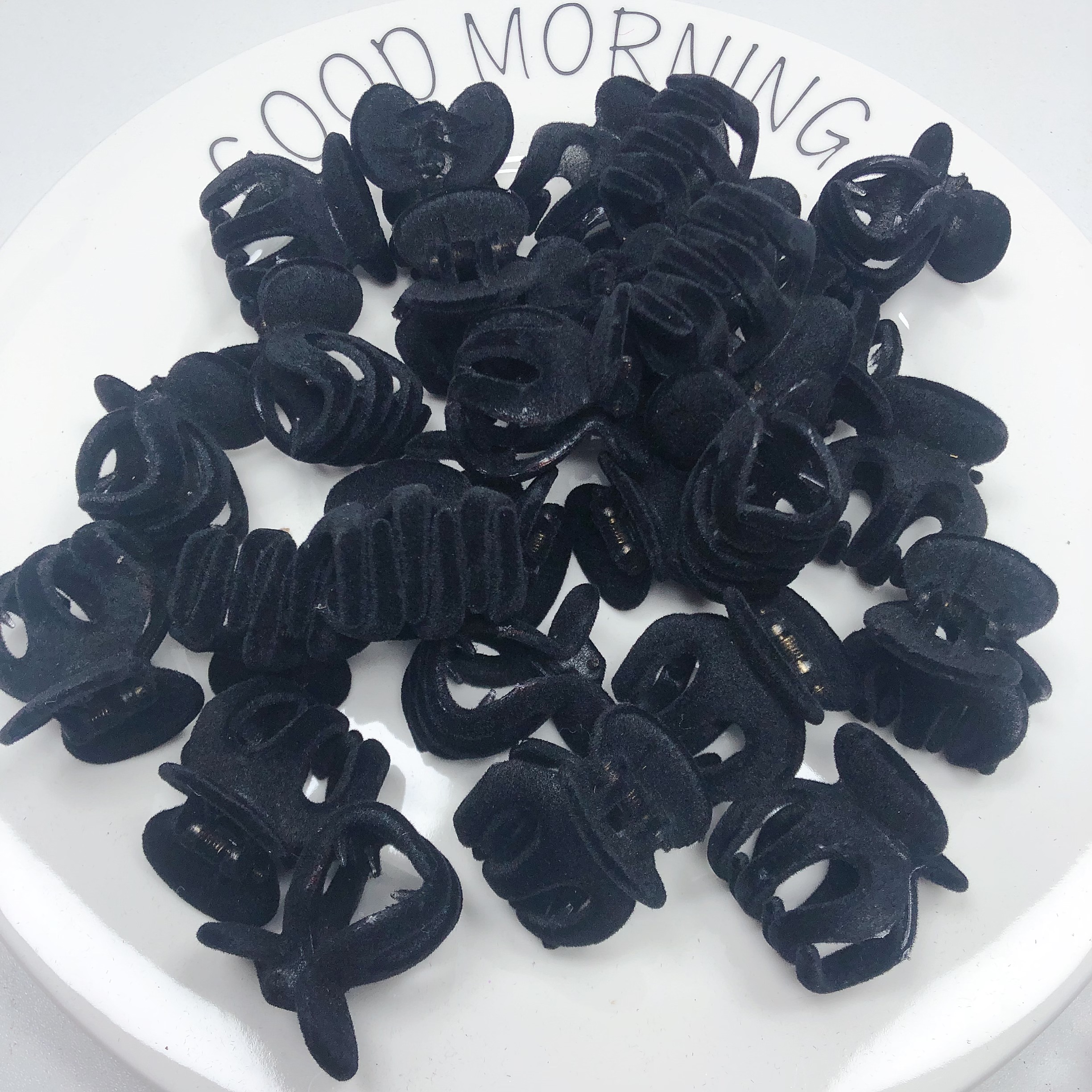 O27约3.5CM黑色植绒抓夹150克约25个 diy手工材料配件满30包邮