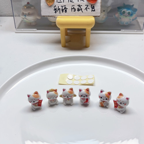 H12约2.7厘米立体树脂招财猫一套6个diy手工材料配件满30包邮