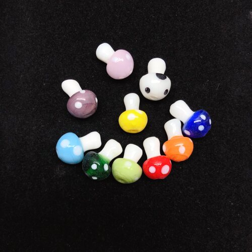 S68Y约1.1×1.6CM琉璃蘑菇约10个 diy手工材料配件满30包邮