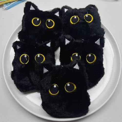 H49约10CM小黑猫充棉玩偶挂件5个diy手工材料配件满30包邮