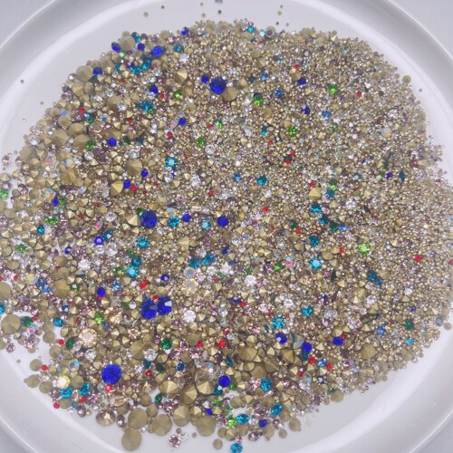 B43约2-8MM玻璃钻混发半斤diy手工材料配件满30包邮